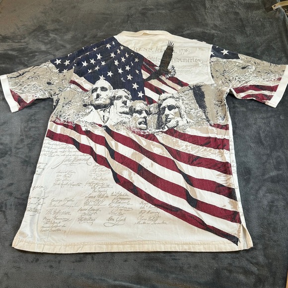 Royale Air Patriotic Mount Rushmore American Flag Graphic Polo Shirt Mens XL - Picture 3 of 7